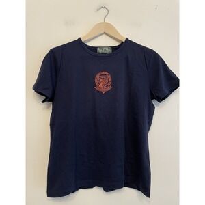 Lauren Ralph Lauren Short Sleeve Shirt Active Women Size Medium Blue Embroidered